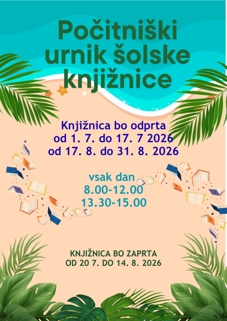 Počitniški urnik knjižnice na ŠCNG